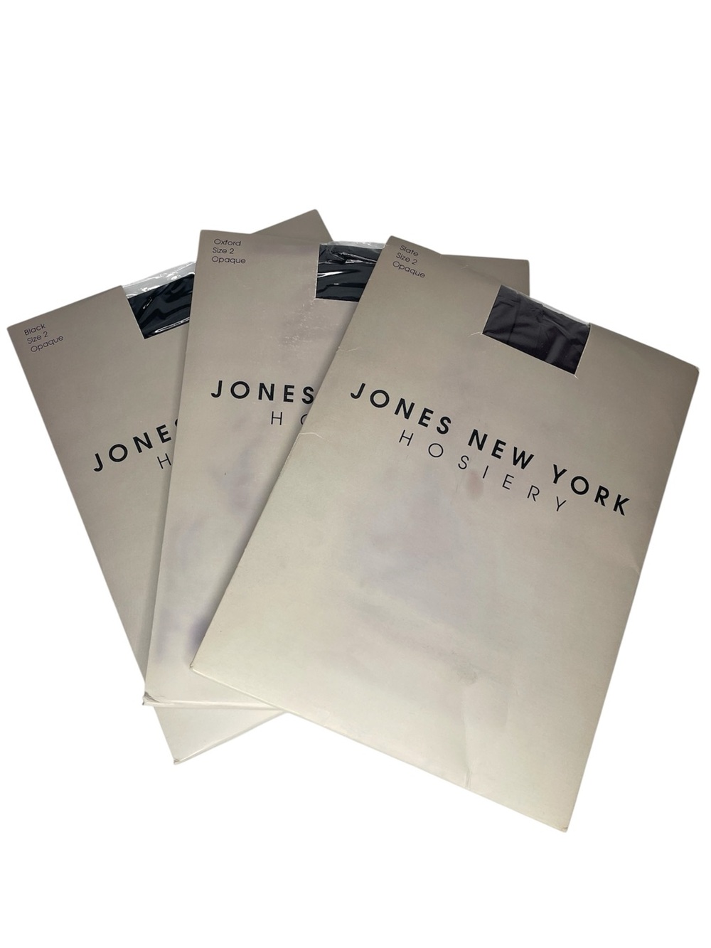 3 Jones New York Vintage Hoisery Pantyhose Opaque Black Slate Oxford Y2K NEW 2